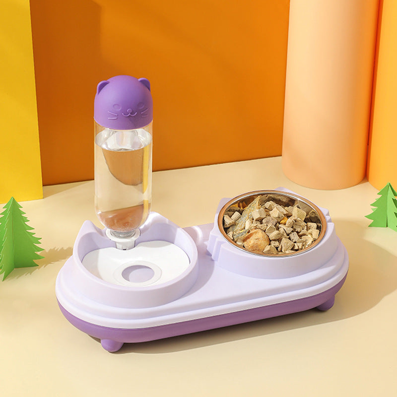 Comedero Doble con Dispensador de Agua para Mascotas
