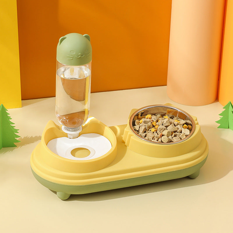 Comedero Doble con Dispensador de Agua para Mascotas
