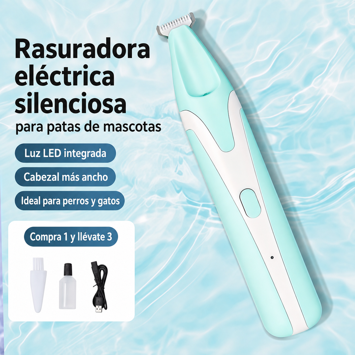 Rasuradora eléctrica silenciosa para patas de mascotas