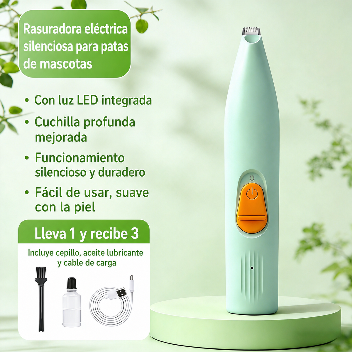 Rasuradora eléctrica silenciosa para patas de mascotas