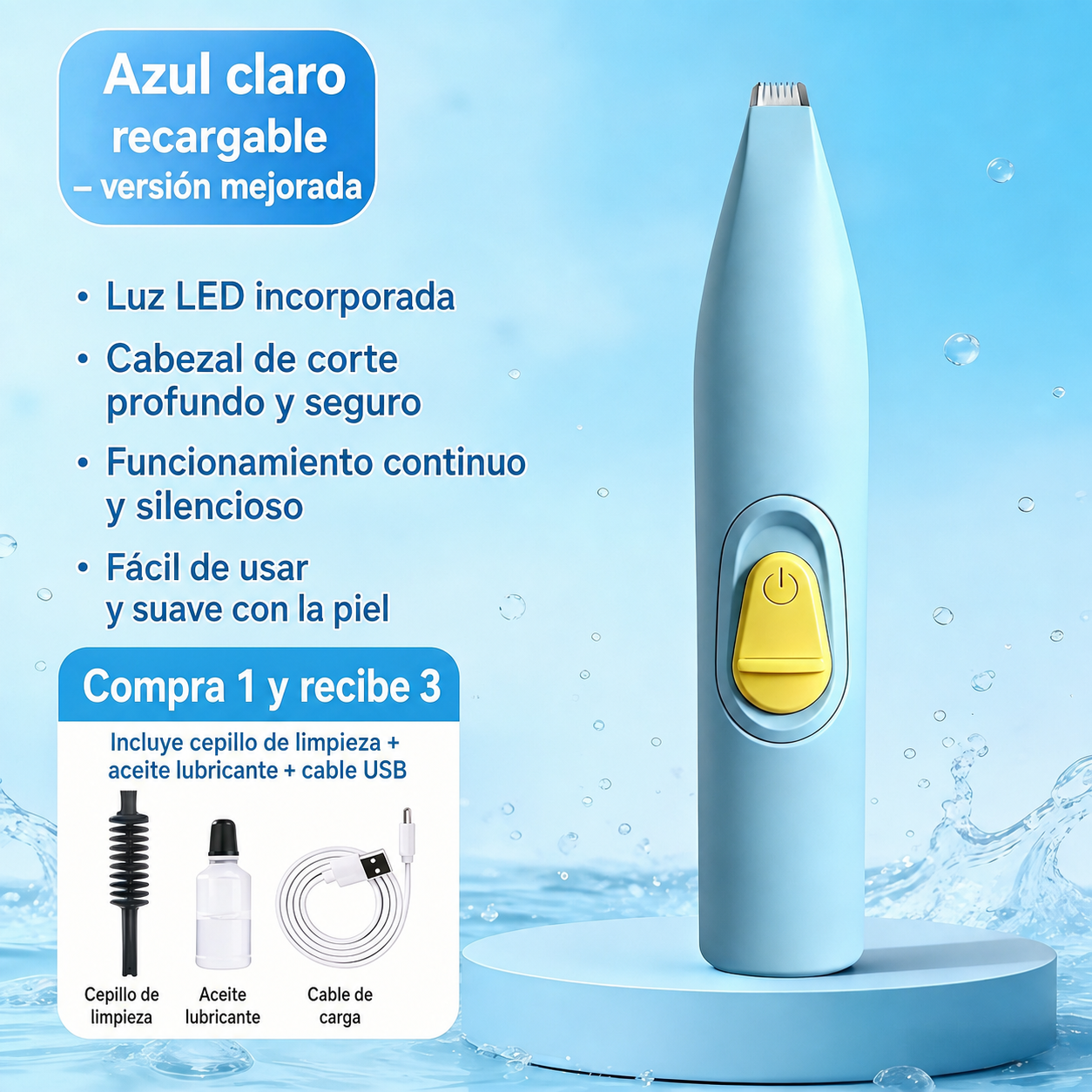 Rasuradora eléctrica silenciosa para patas de mascotas
