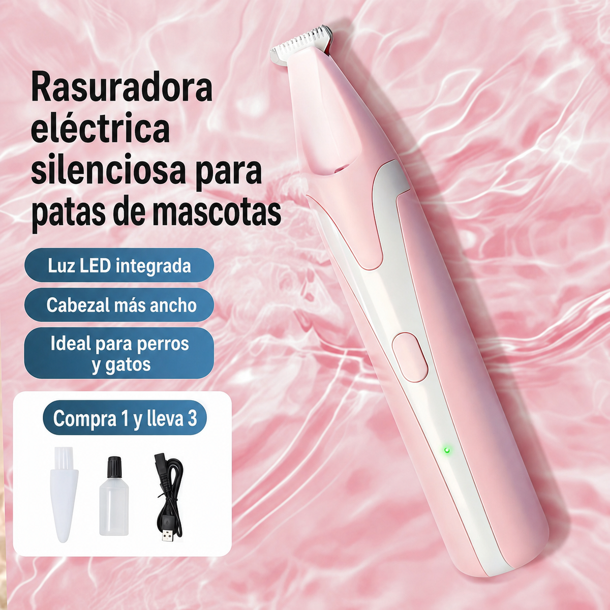 Rasuradora eléctrica silenciosa para patas de mascotas