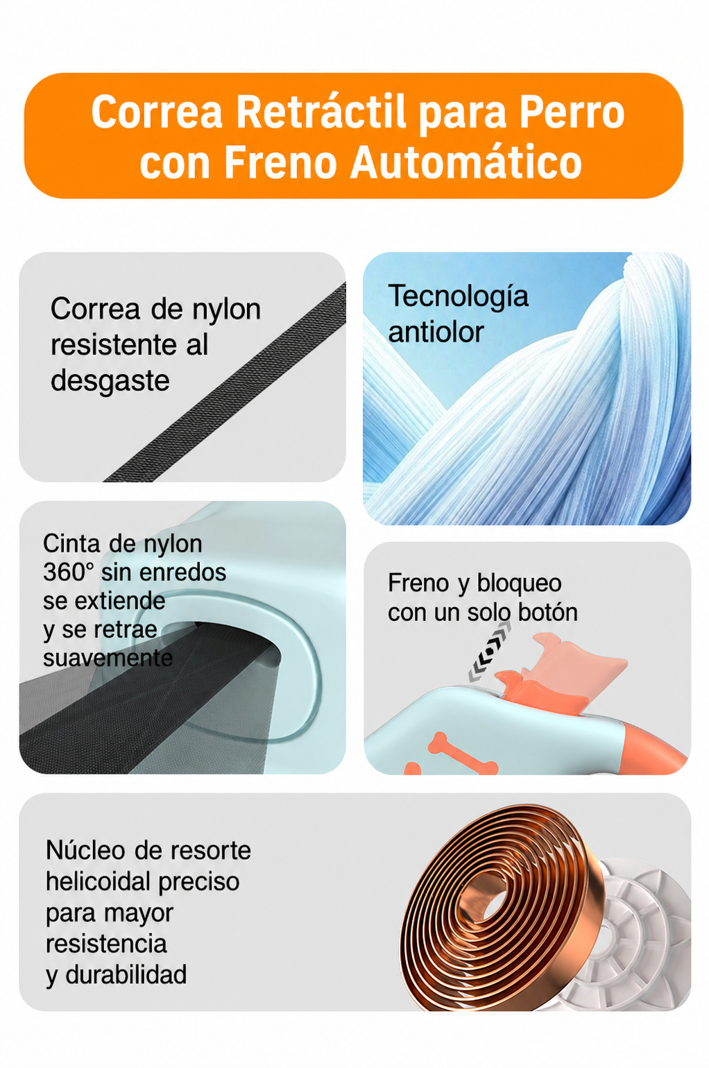 Correa Retráctil para Perro con Freno Automático - 12