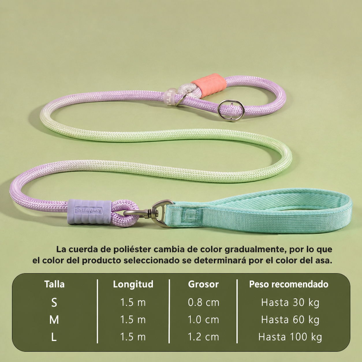Correa para perro anti-jalón de poliéster 1.5 m - 2