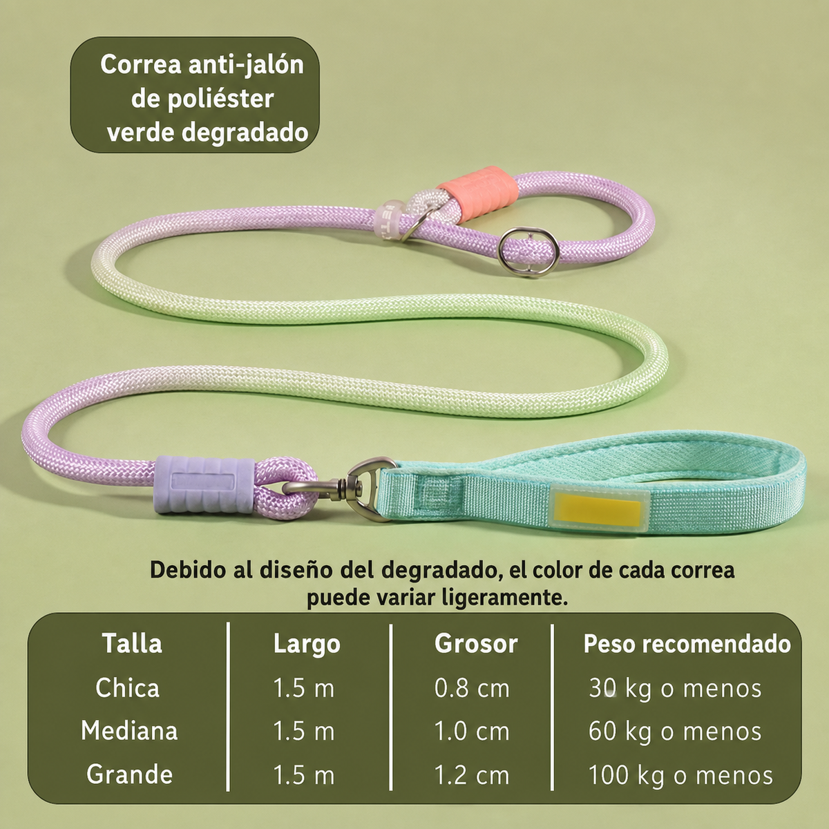 Correa para perro anti-jalón de poliéster 1.5 m - 7