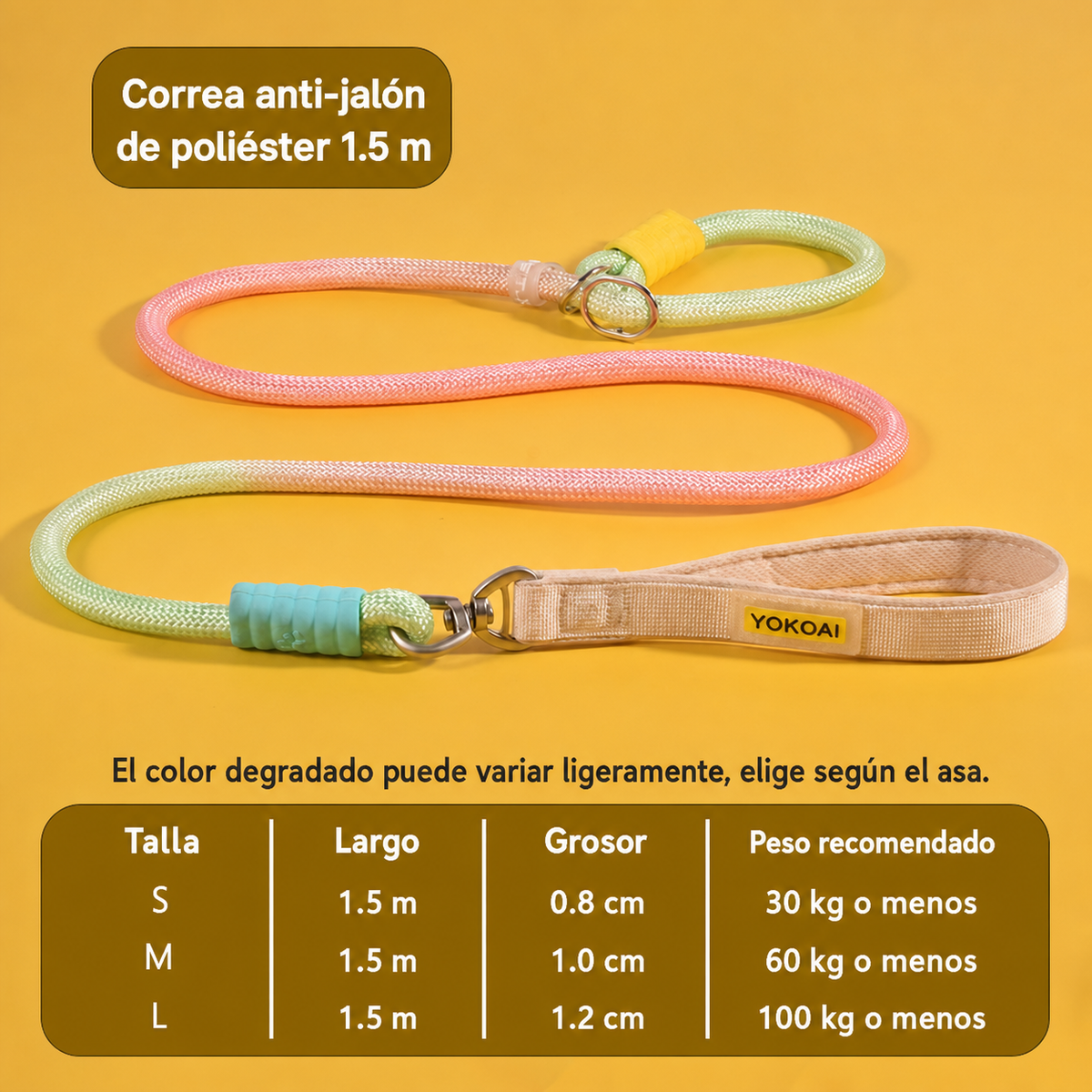Correa para perro anti-jalón de poliéster 1.5 m - 8