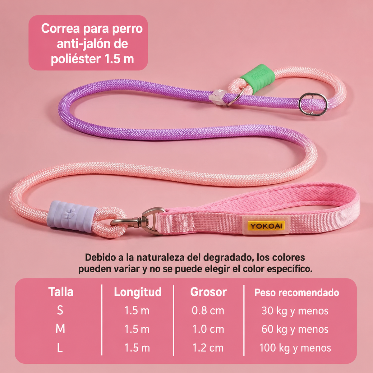Correa para perro anti-jalón de poliéster 1.5 m - 9