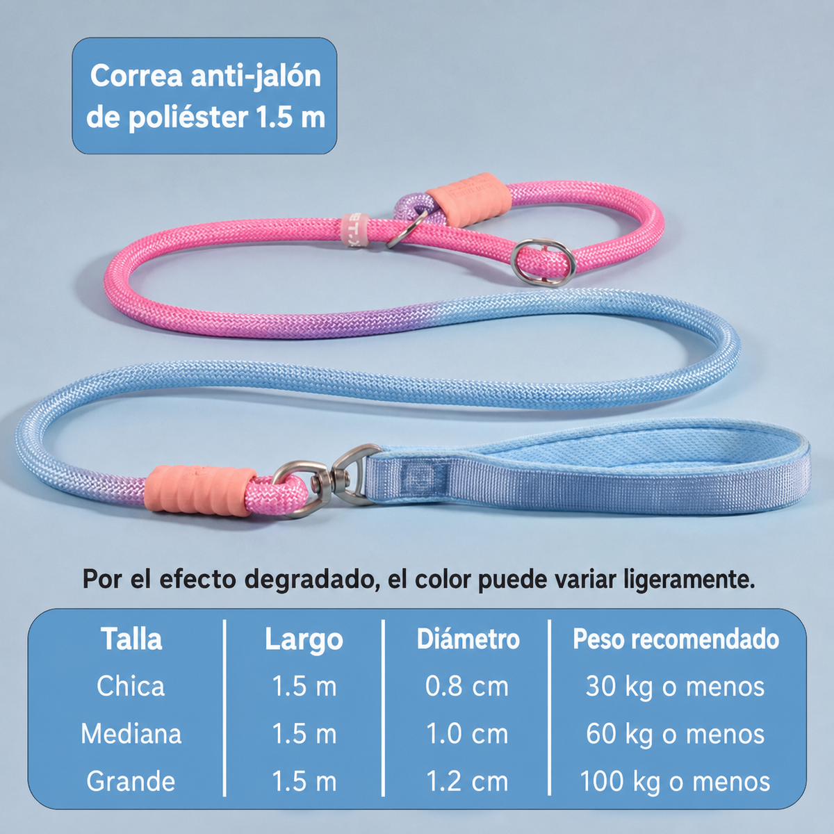 Correa para perro anti-jalón de poliéster 1.5 m - 10
