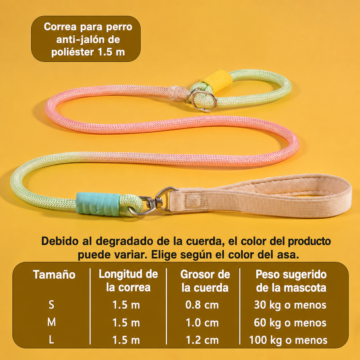 Correa para perro anti-jalón de poliéster 1.5 m