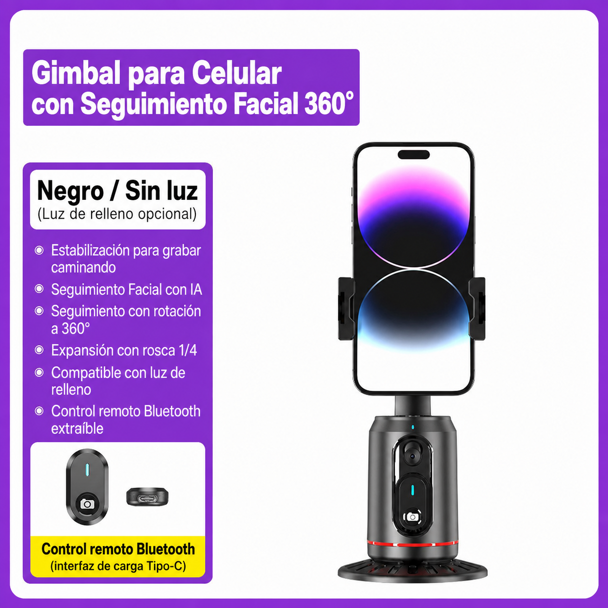 Gimbal para Celular con Seguimiento Facial 360° - 6