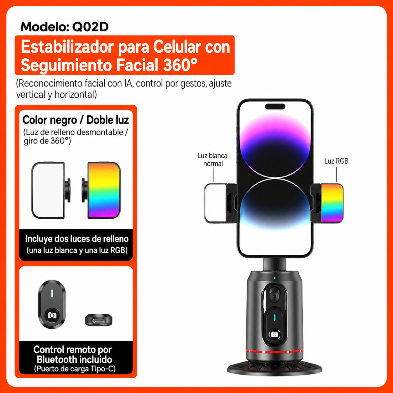 Gimbal para Celular con Seguimiento Facial 360°