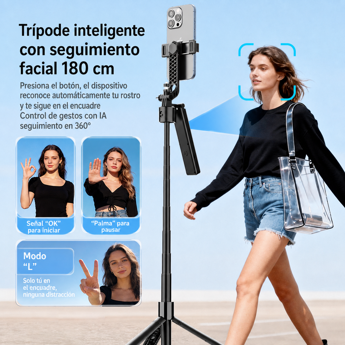 Selfie stick inteligente con seguimiento facial - 2