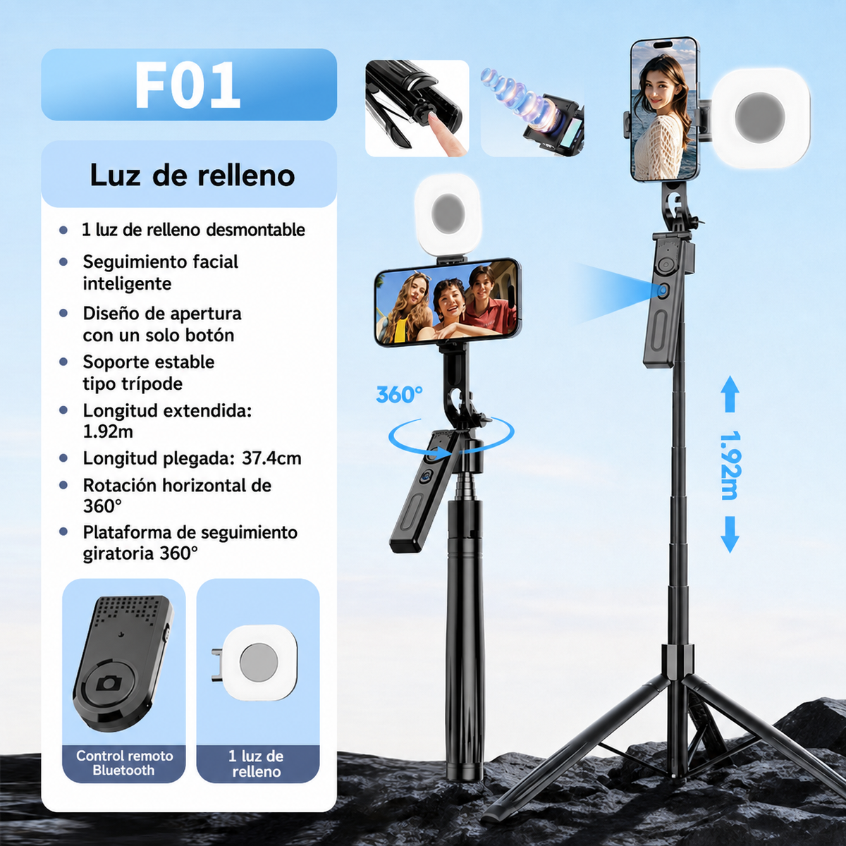 Selfie stick inteligente con seguimiento facial