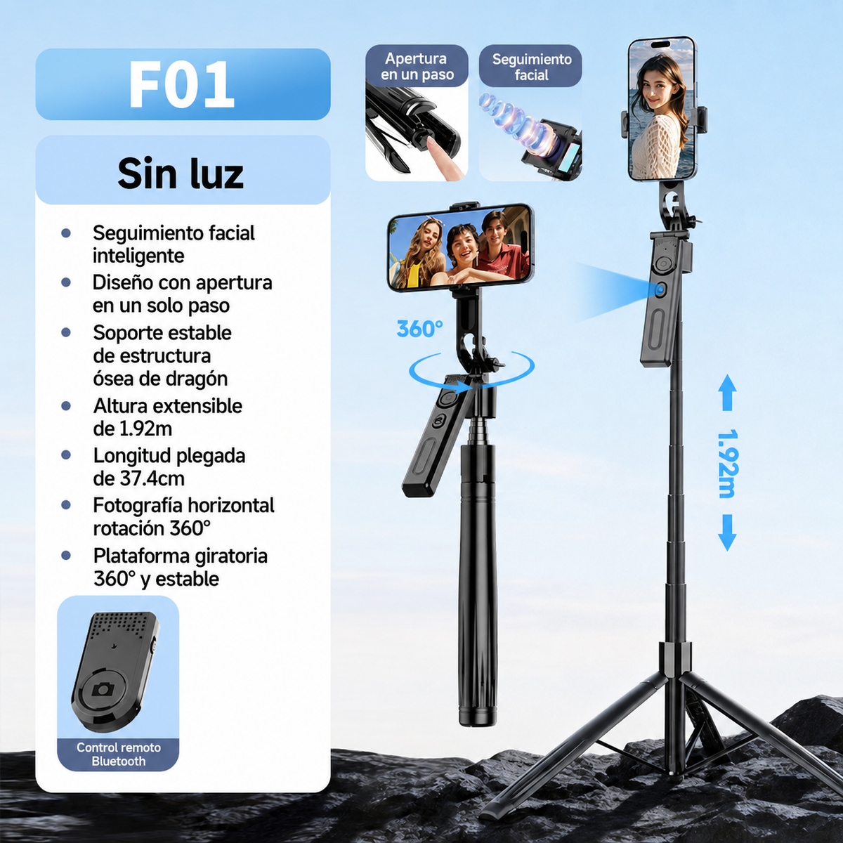 Selfie stick inteligente con seguimiento facial