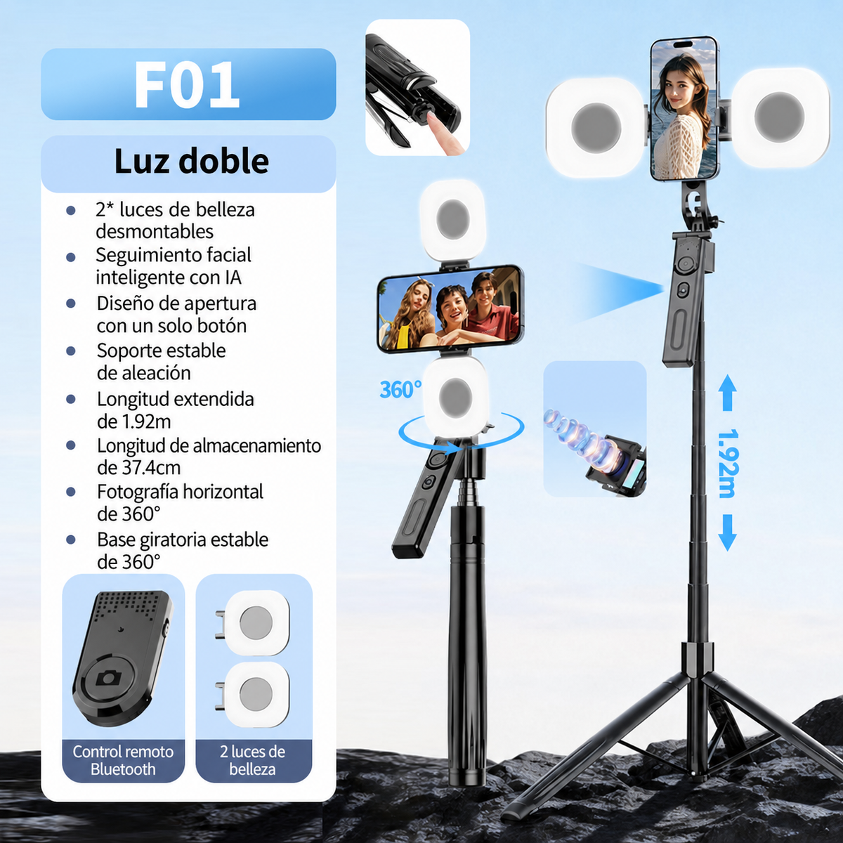 Selfie stick inteligente con seguimiento facial
