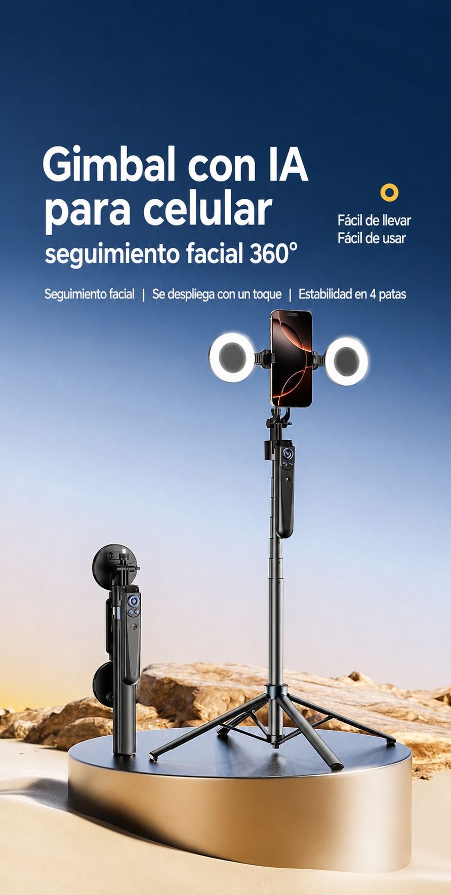 Gimbal para celular seguimiento facial 360° - 11