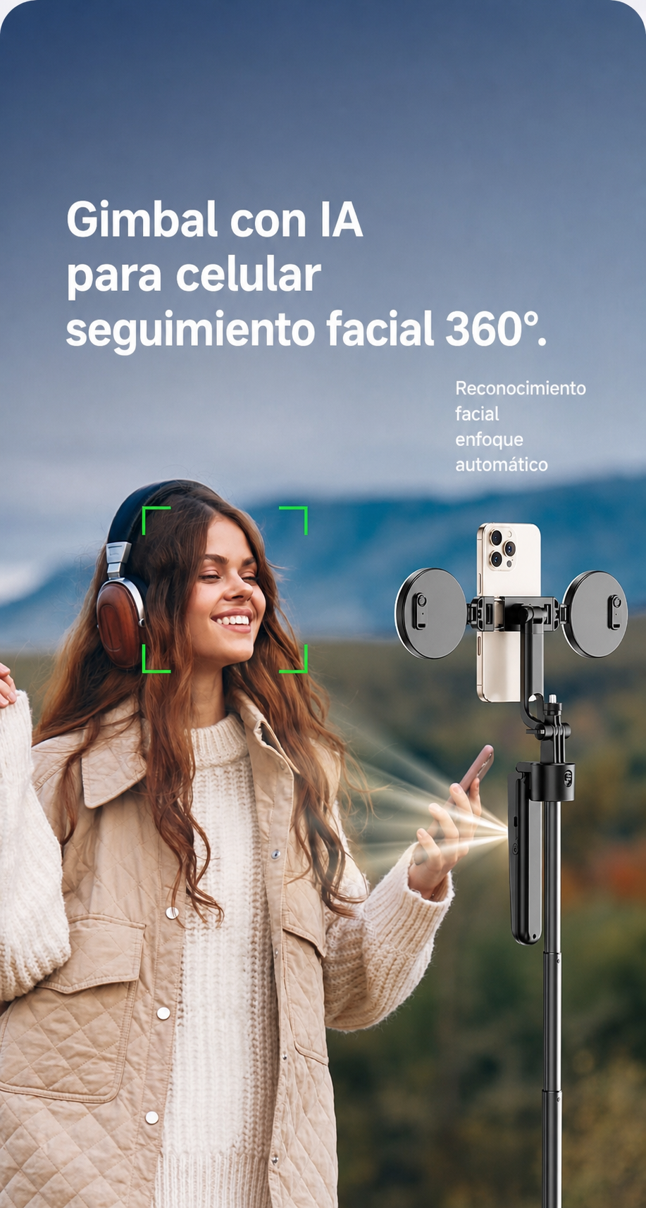Gimbal para celular seguimiento facial 360° - 13