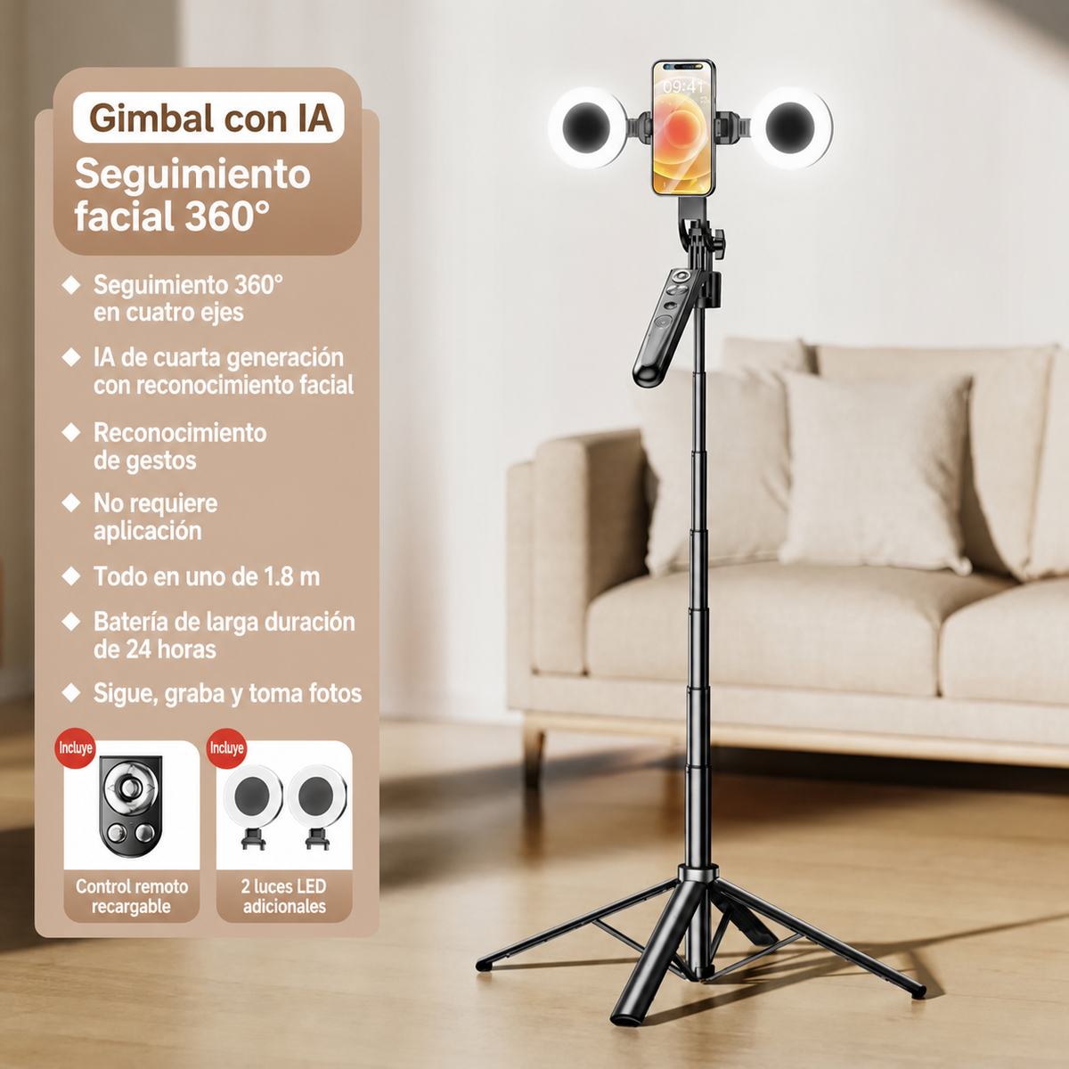 Gimbal para celular seguimiento facial 360° - 7