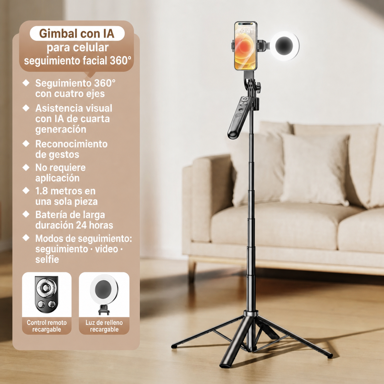 Gimbal para celular seguimiento facial 360° - 8