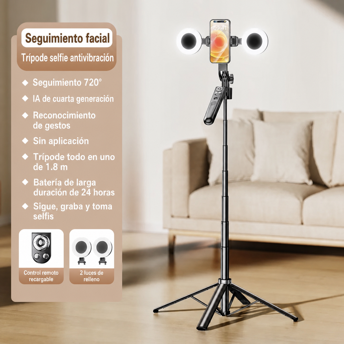 Gimbal para celular seguimiento facial 360°