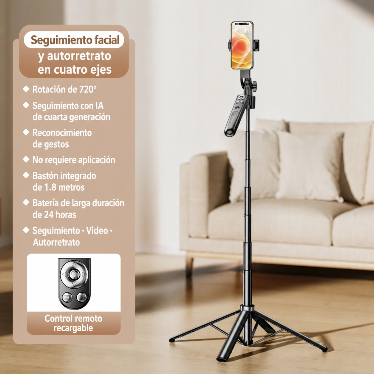 Gimbal para celular seguimiento facial 360°