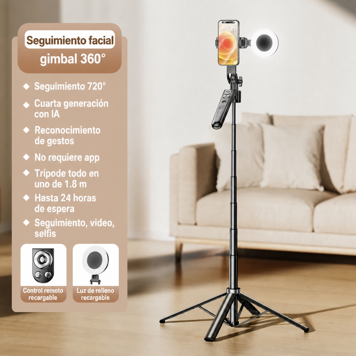 Gimbal para celular seguimiento facial 360°