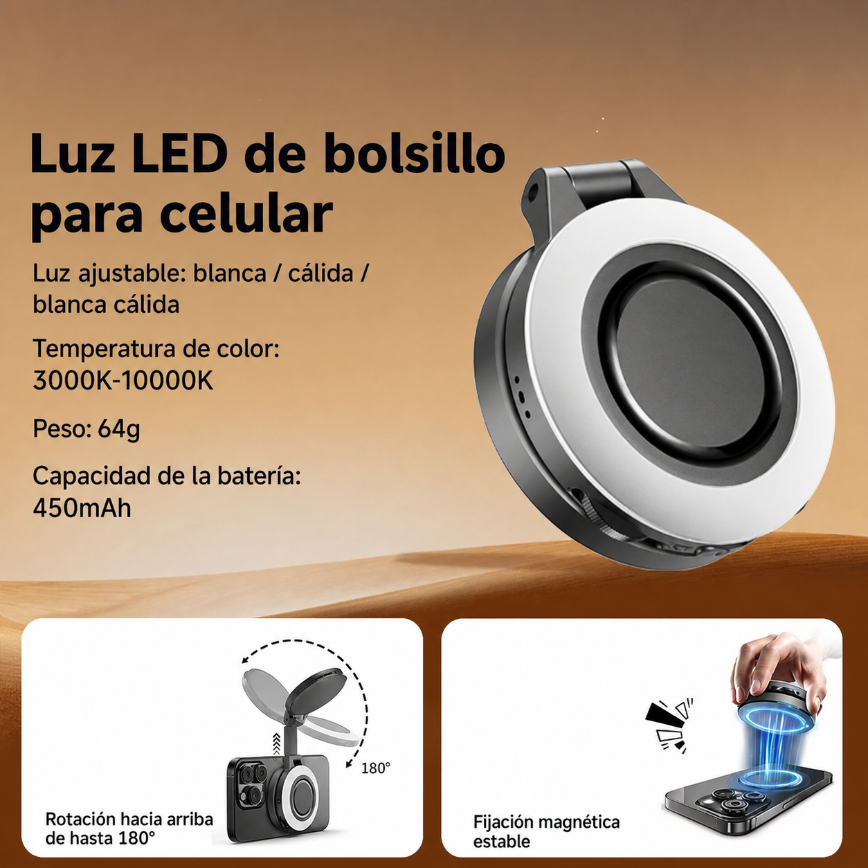 Luz LED de bolsillo para celular