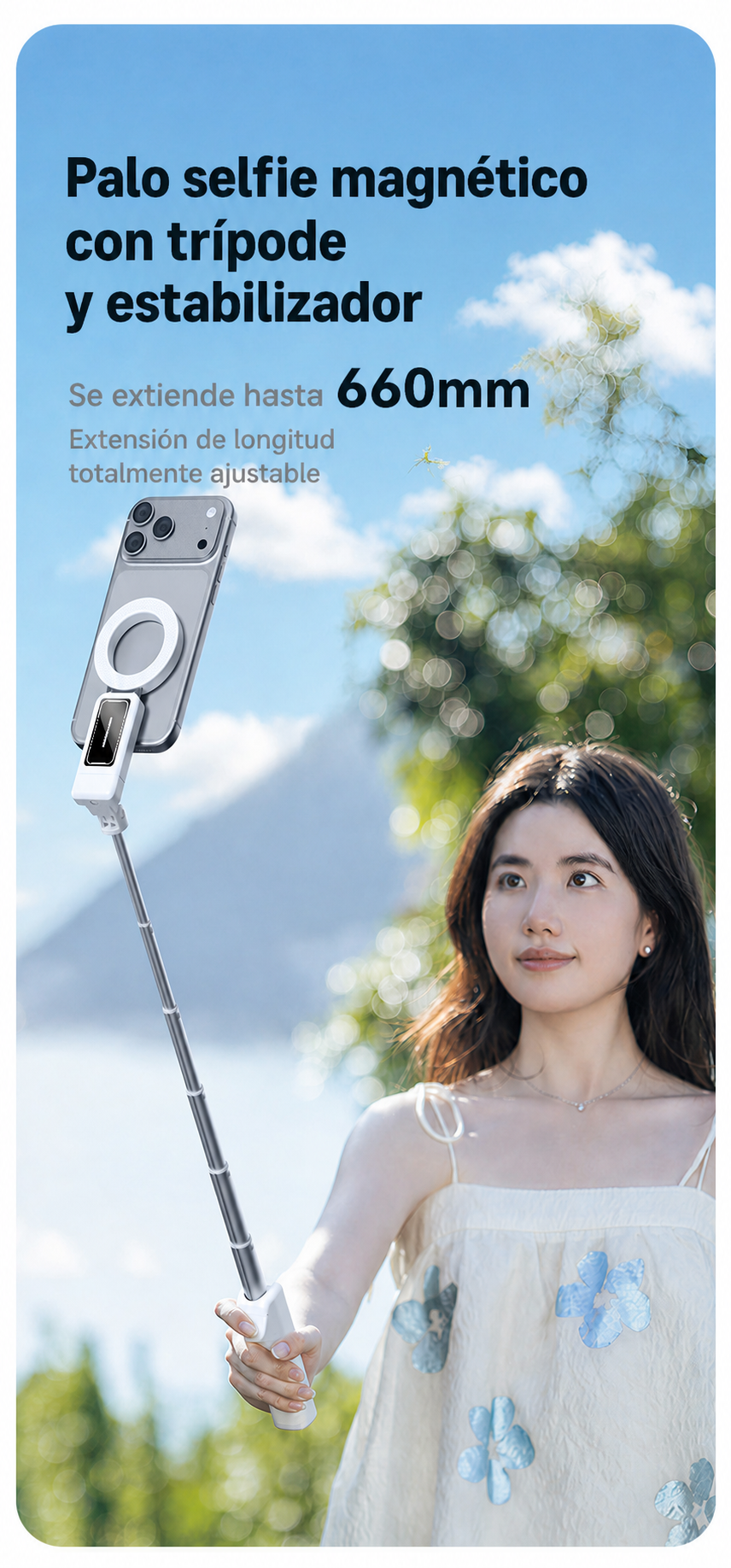 Selfie Stick Magnético con Trípode - 13