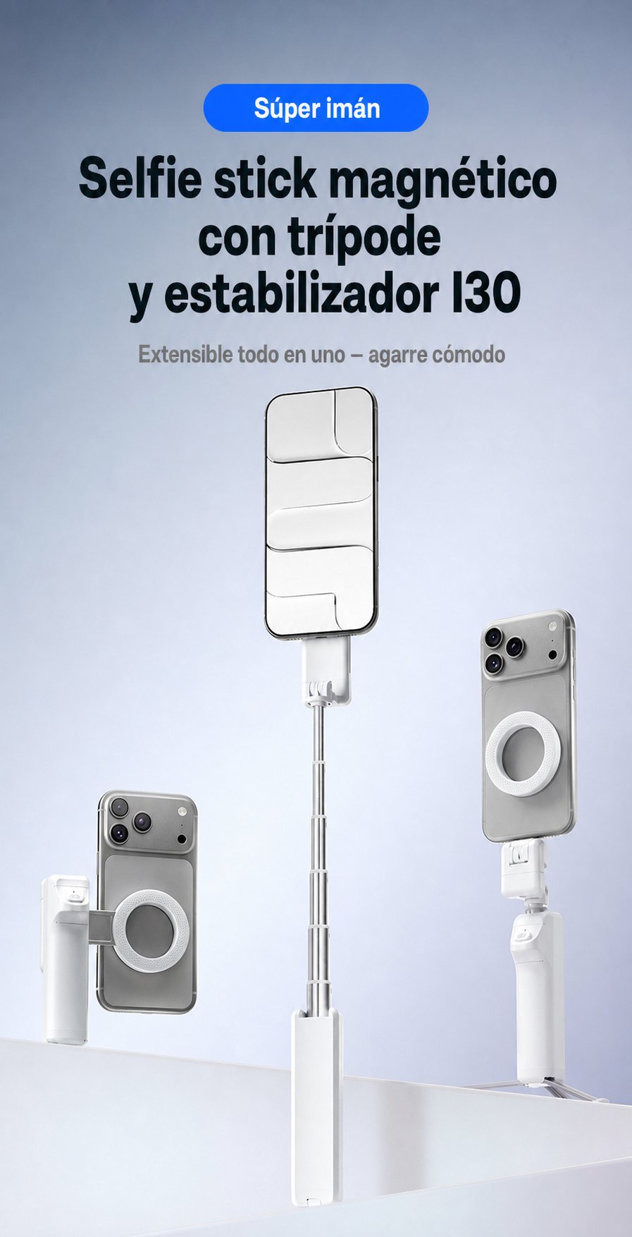 Selfie Stick Magnético con Trípode - 8