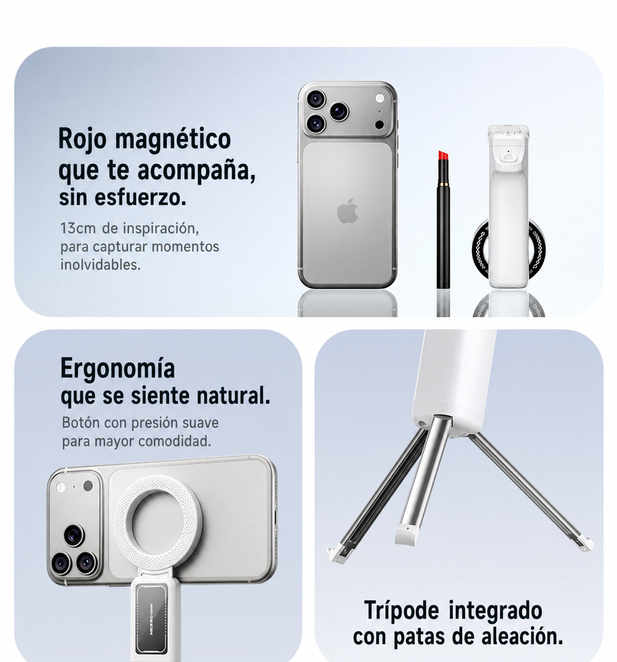 Selfie Stick Magnético con Trípode - 9