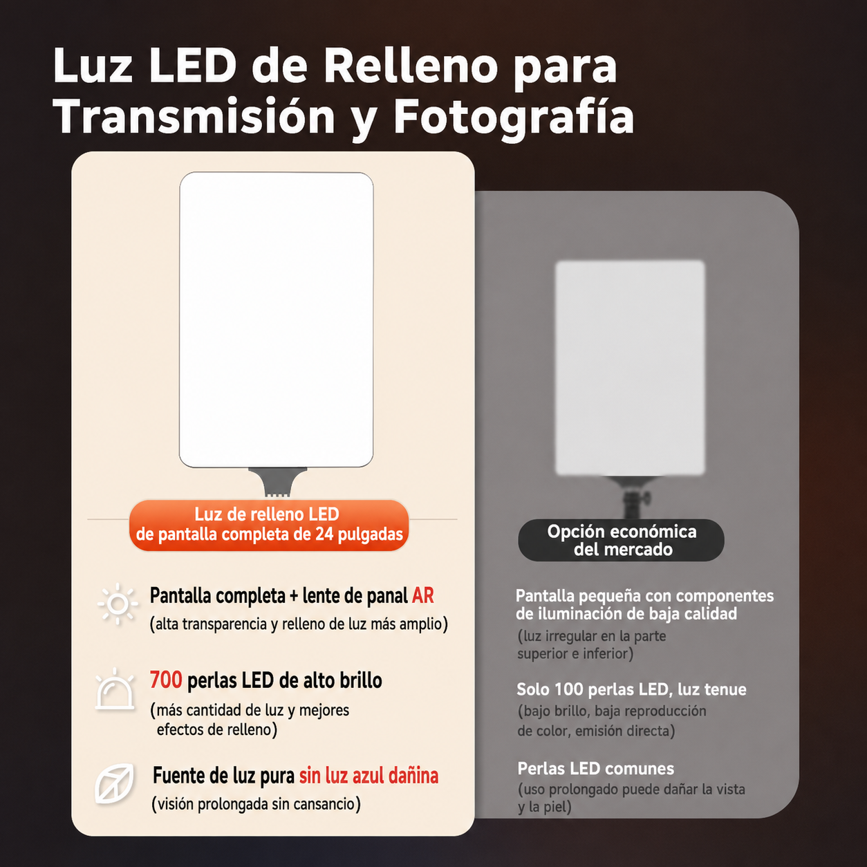 Luz LED de Relleno para Transmisión y Fotografía - 3