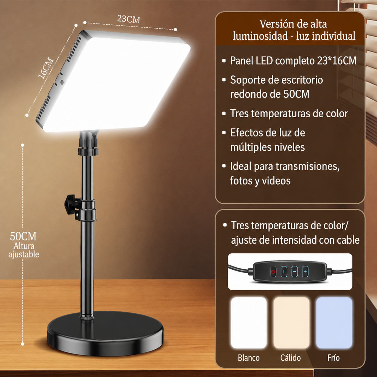 Luz LED de Relleno para Transmisión y Fotografía