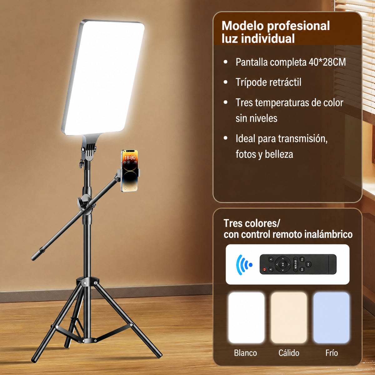 Luz LED de Relleno para Transmisión y Fotografía
