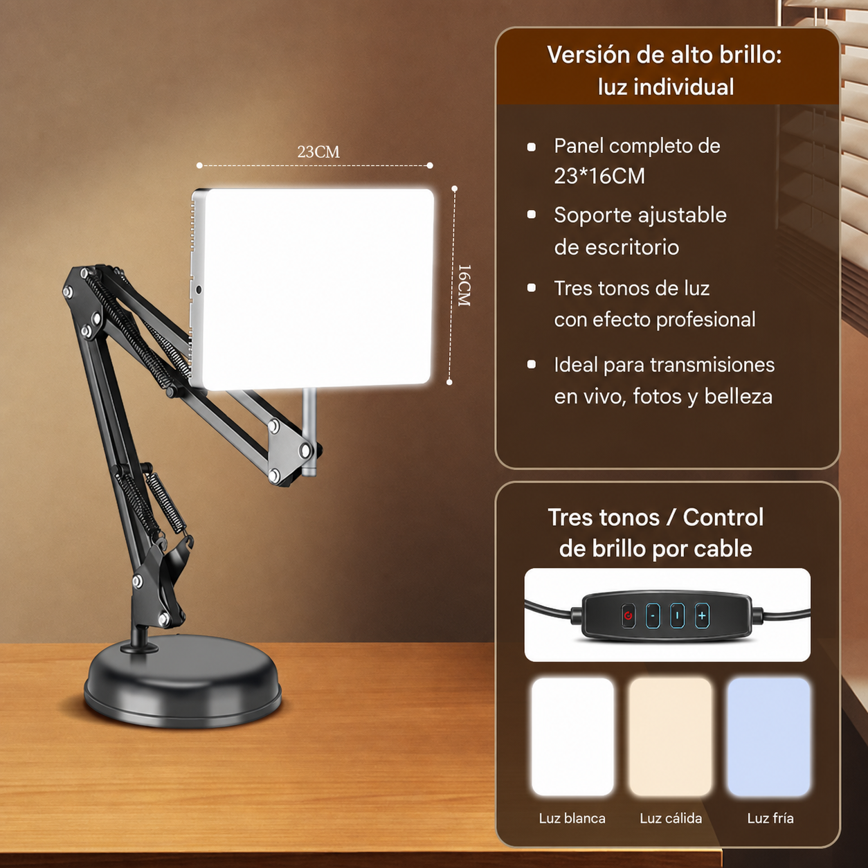 Luz LED de Relleno para Transmisión y Fotografía