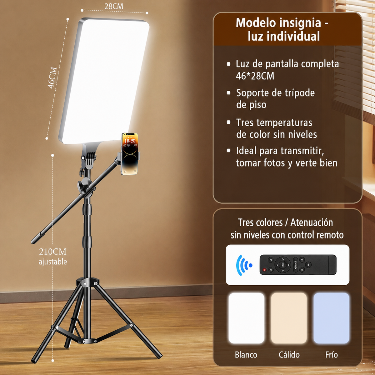 Luz LED de Relleno para Transmisión y Fotografía