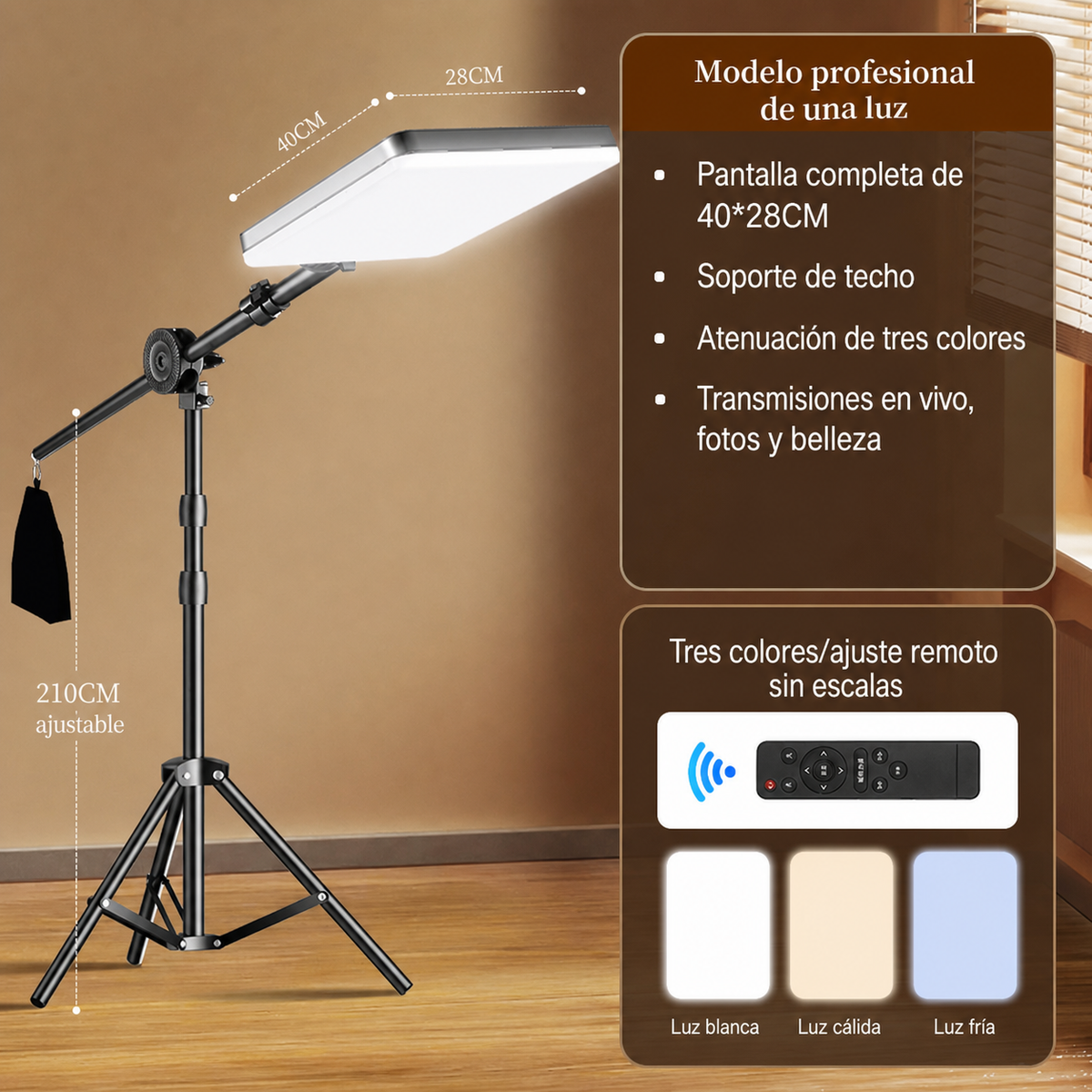 Luz LED de Relleno para Transmisión y Fotografía