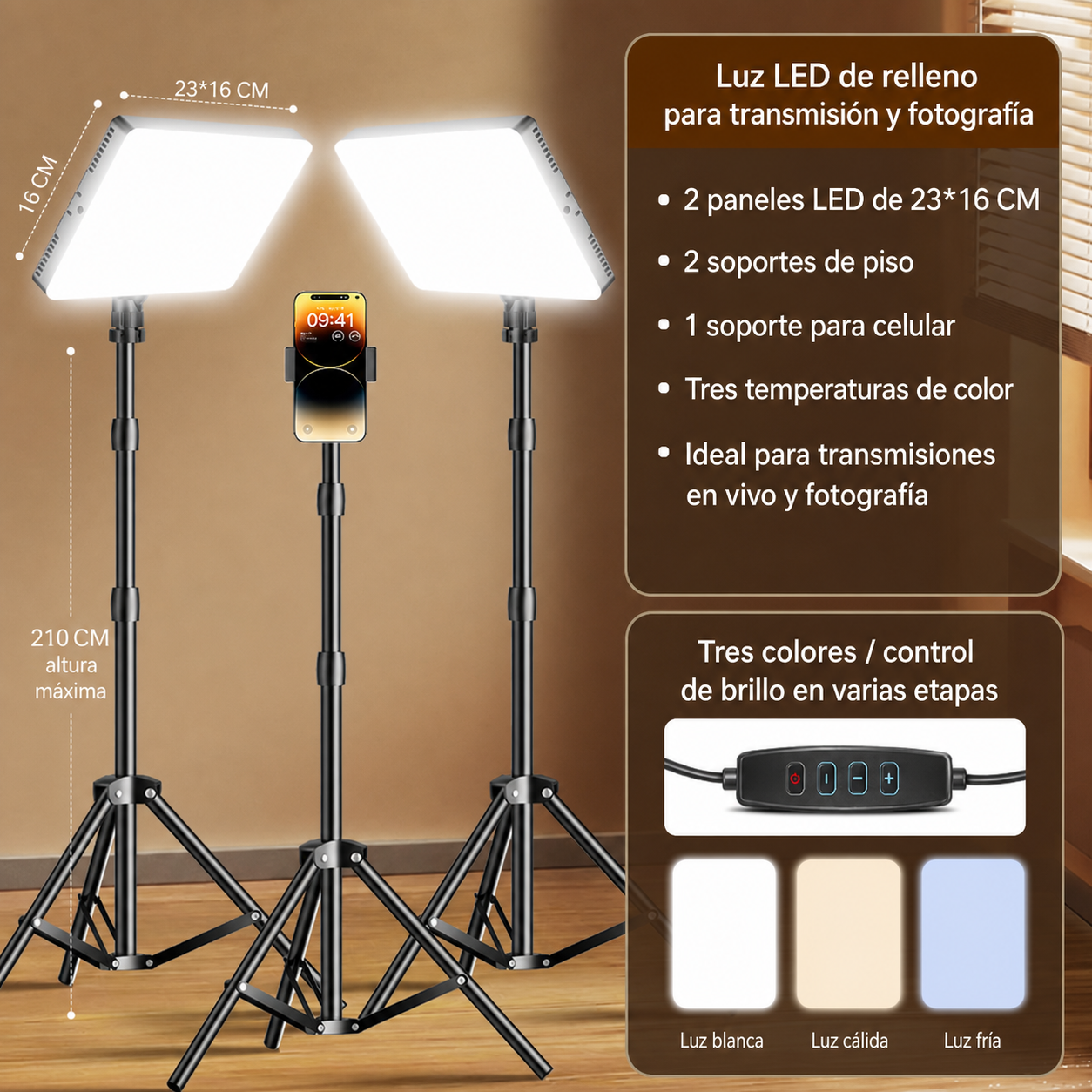 Luz LED de Relleno para Transmisión y Fotografía