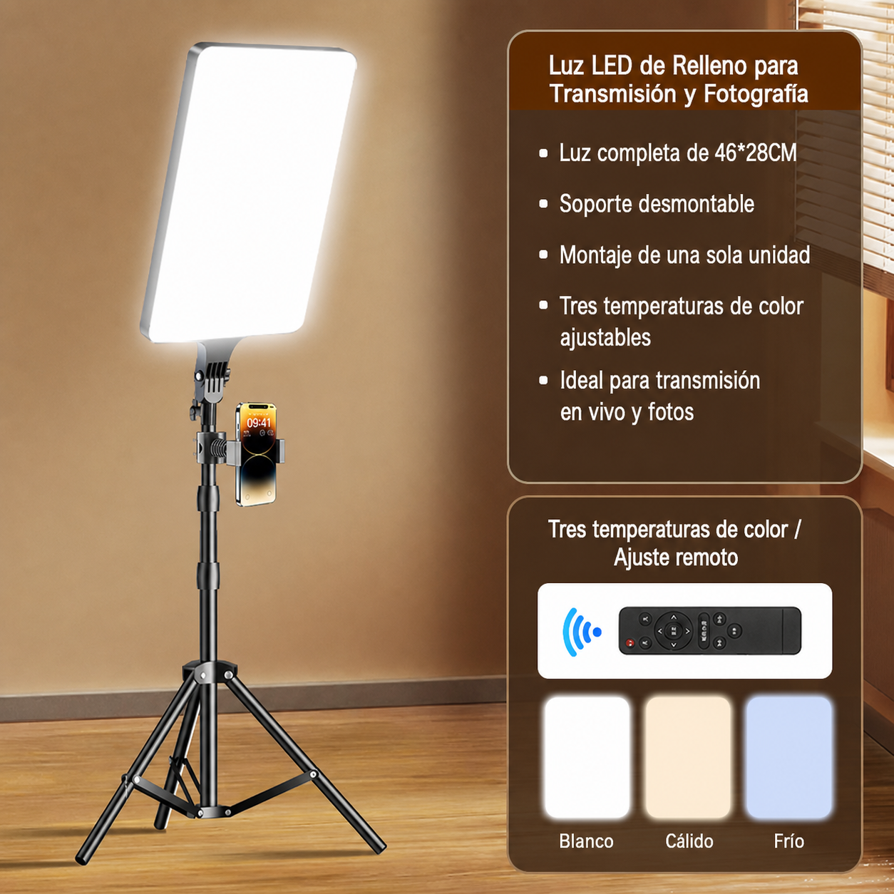 Luz LED de Relleno para Transmisión y Fotografía