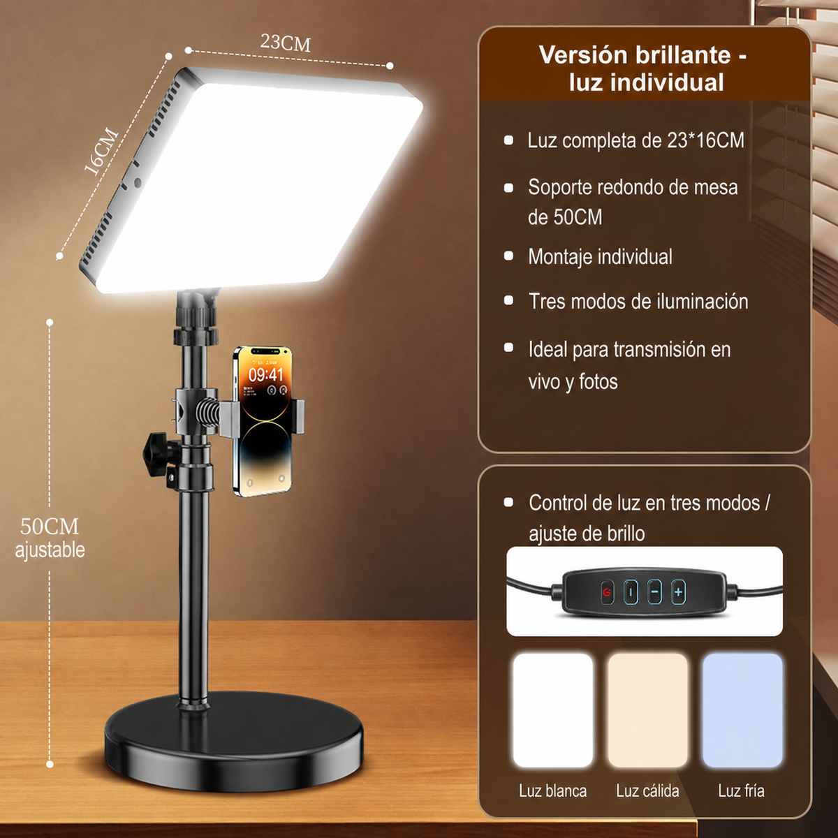 Luz LED de Relleno para Transmisión y Fotografía