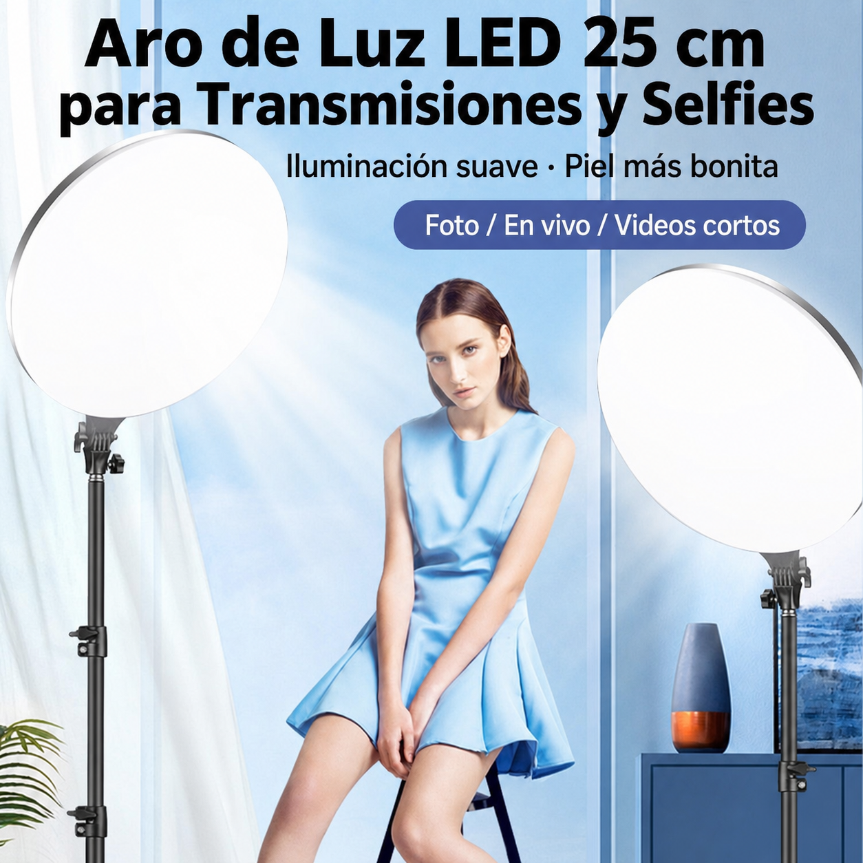 Aro de Luz LED 25 cm para streaming y selfies - 1