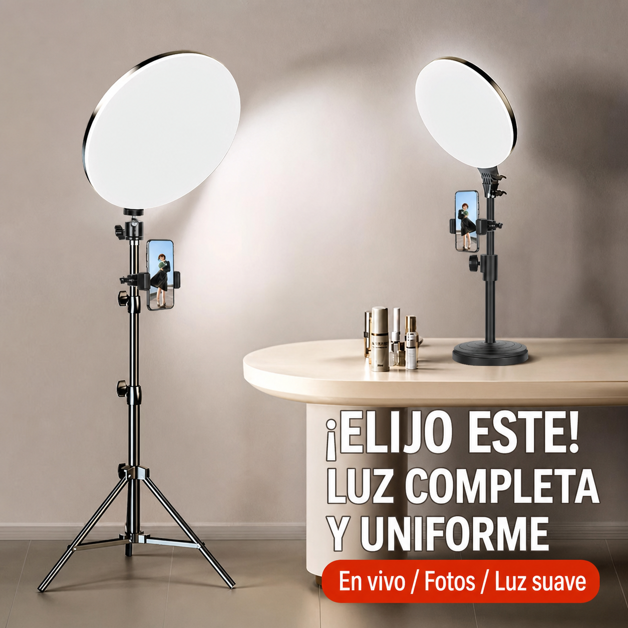 Aro de Luz LED 25 cm para streaming y selfies - 2