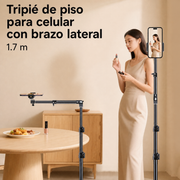 Tripié de piso para celular con brazo lateral 1.7 m - 1