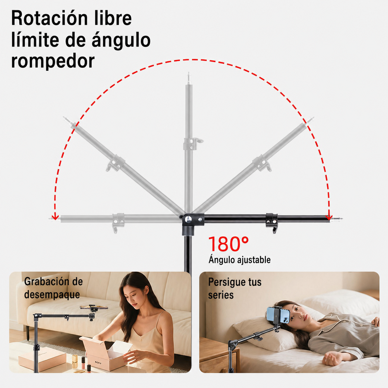 Tripié de piso para celular con brazo lateral 1.7 m - 2