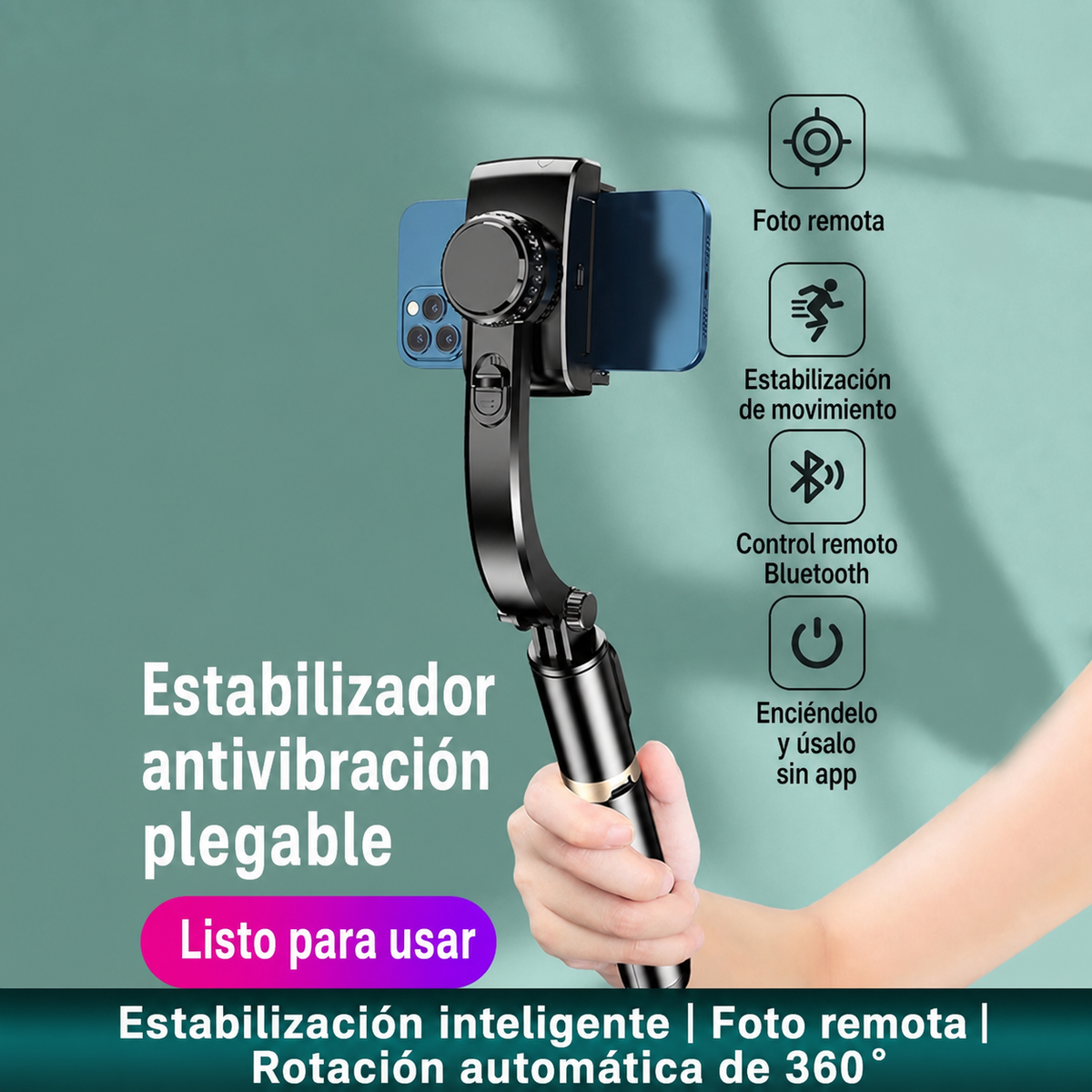 Estabilizador de Selfie con Trípode y Control Remoto - 1