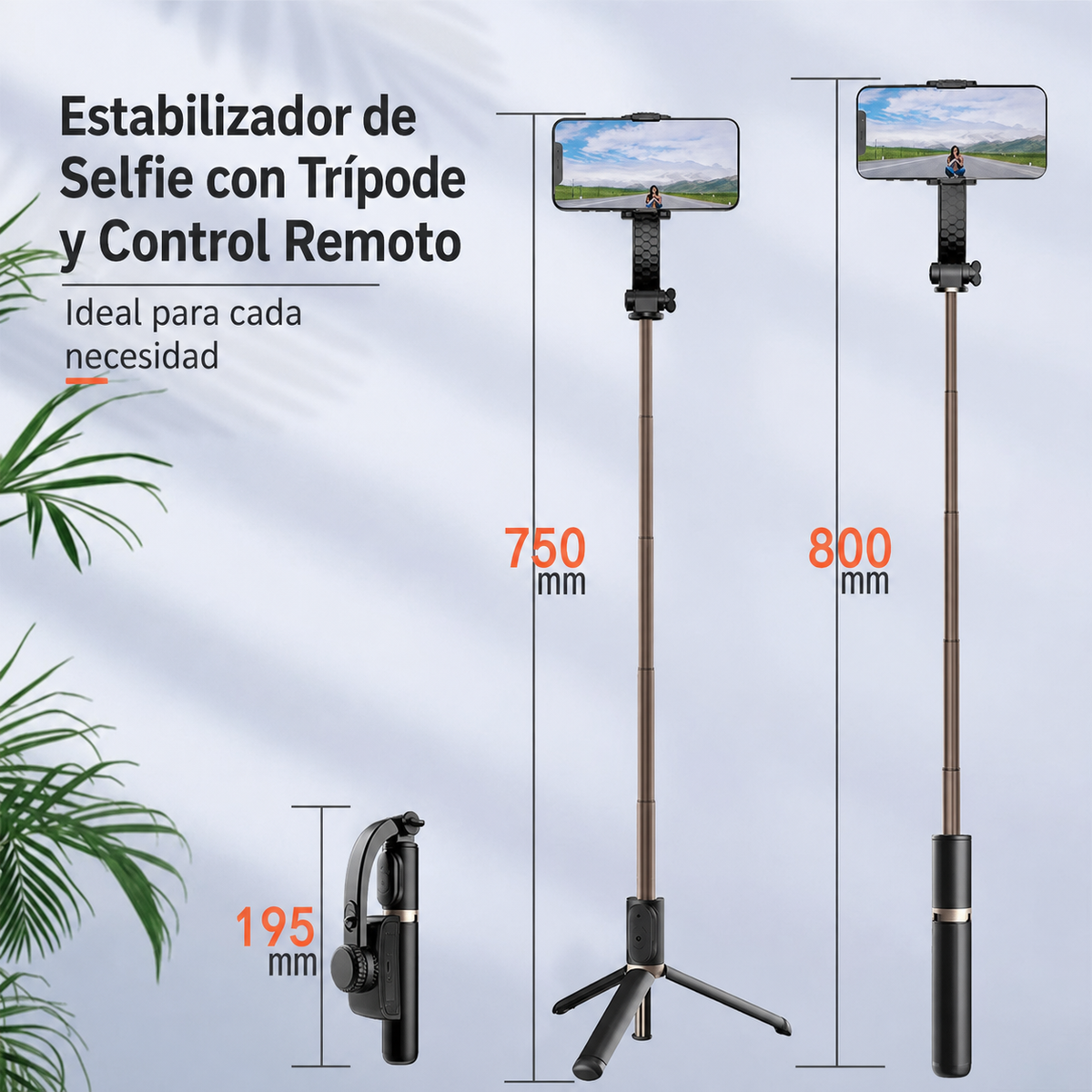 Estabilizador de Selfie con Trípode y Control Remoto - 2