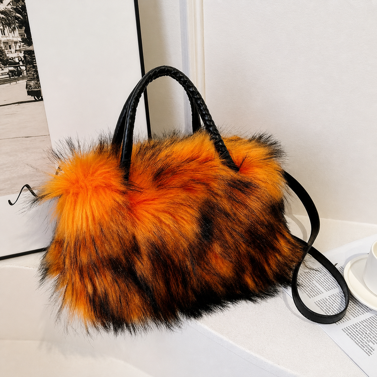 Bolsa Tote de Peluche Mujer Grande Colores Vivos - 3