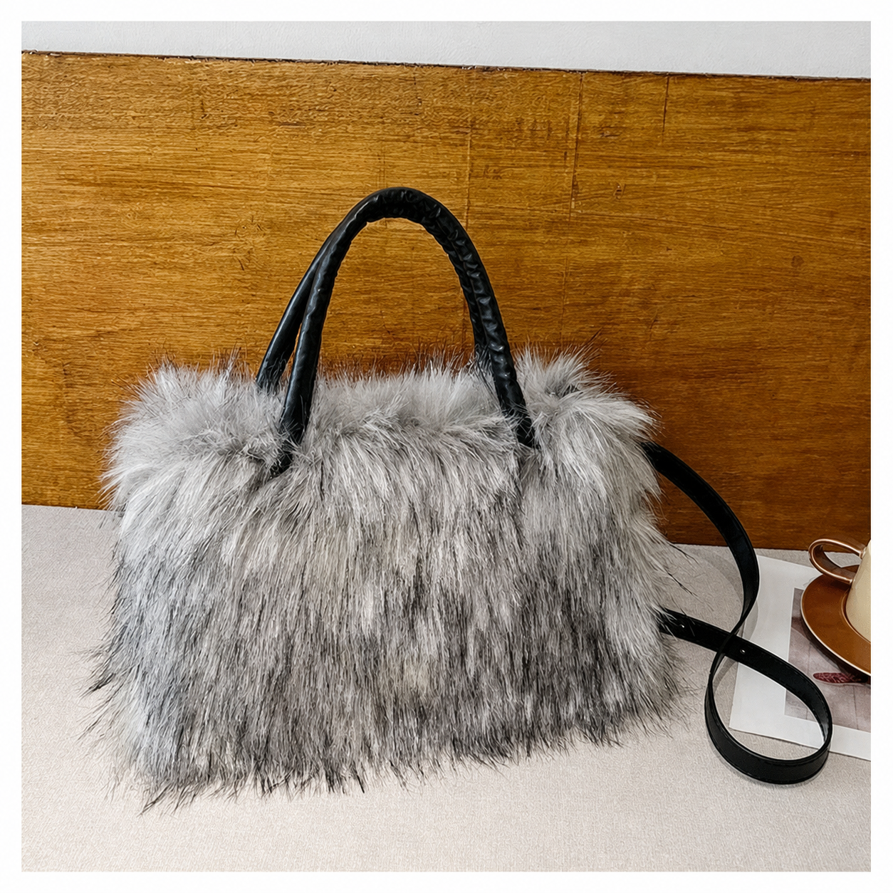Bolsa Tote de Peluche Mujer Grande Colores Vivos - 4