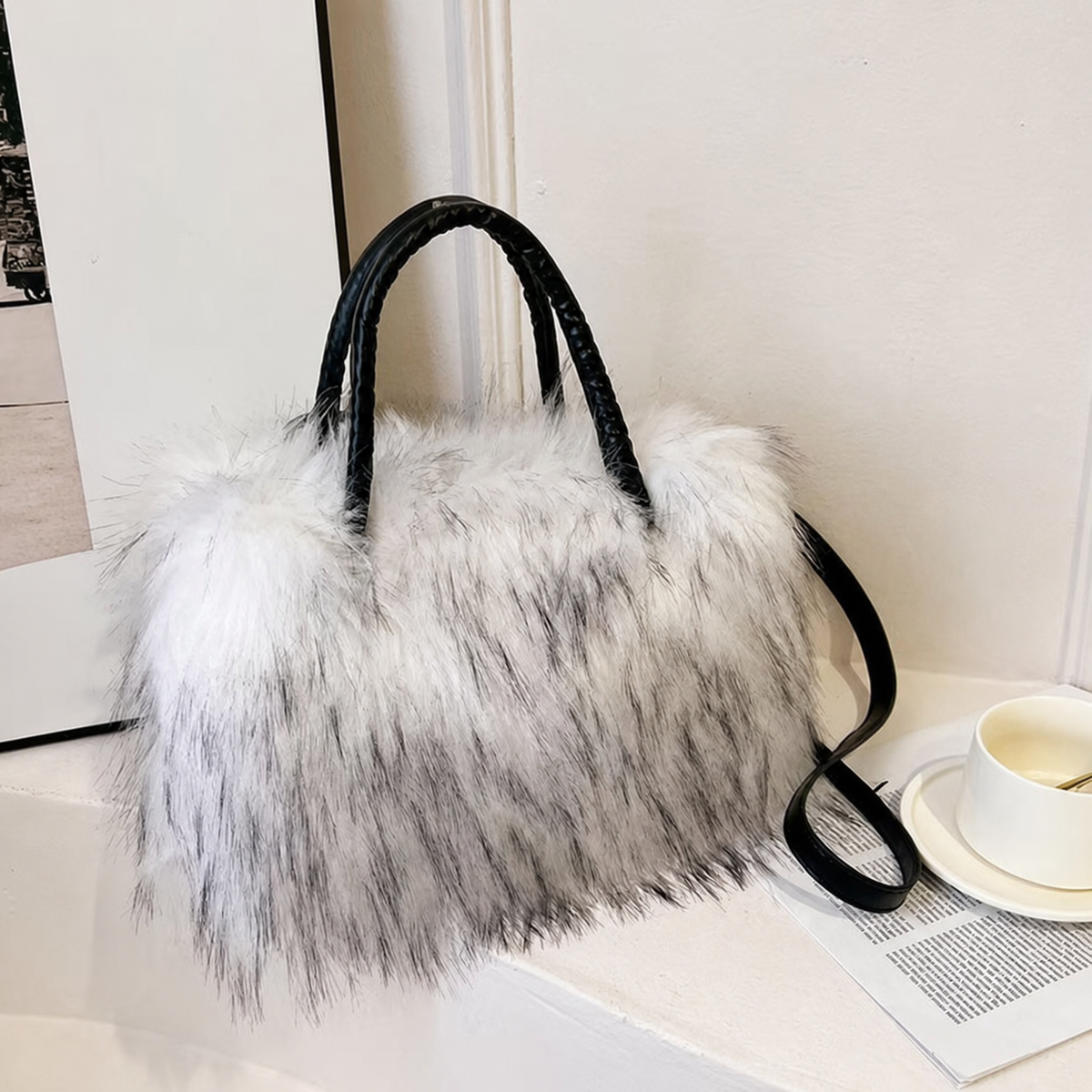 Bolsa Tote de Peluche Mujer Grande Colores Vivos - 7