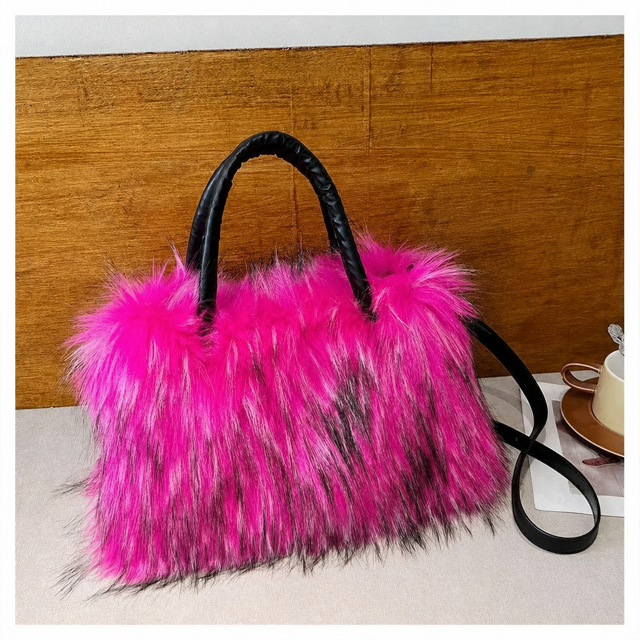 Bolsa Tote de Peluche Mujer Grande Colores Vivos - 8