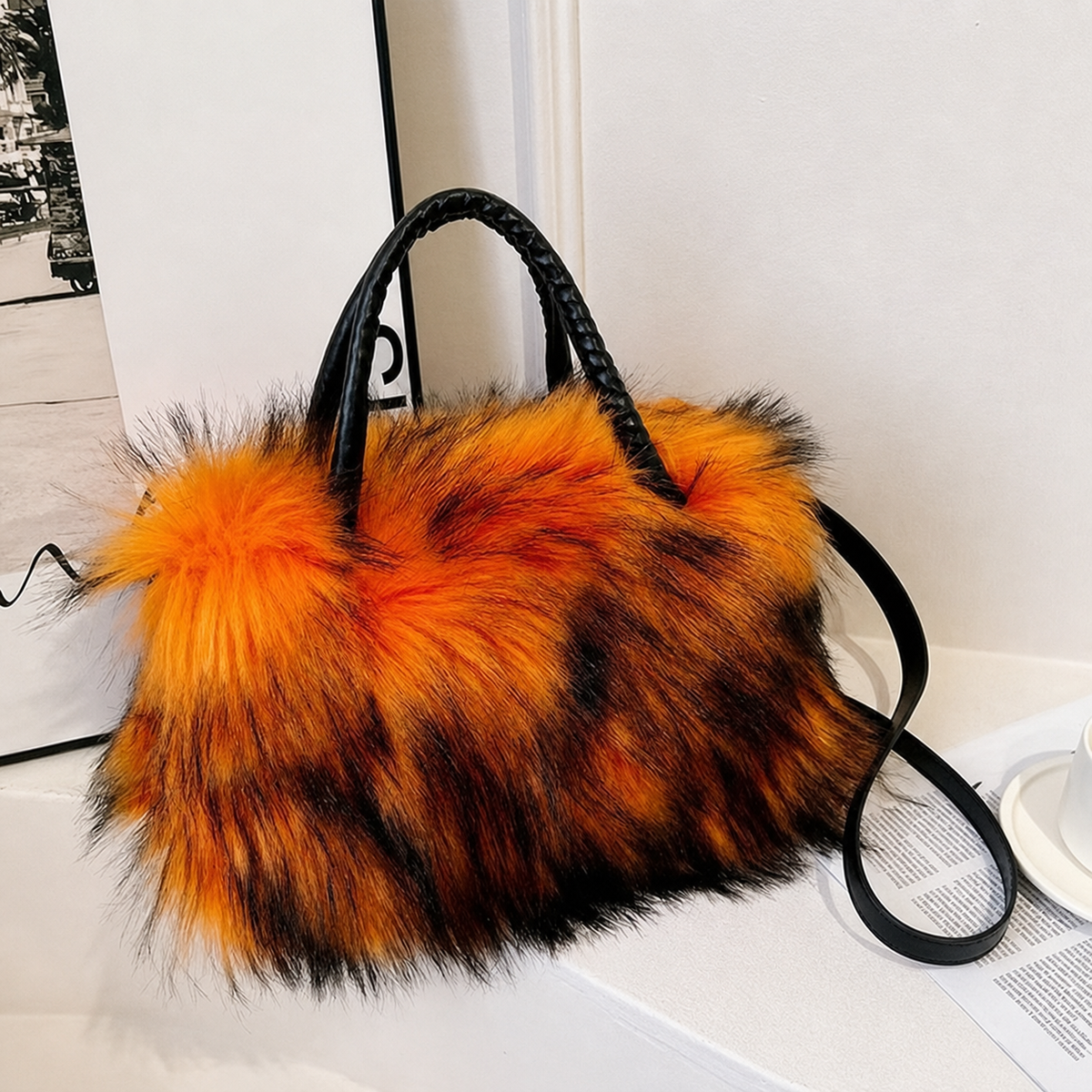 Bolsa Tote de Peluche Mujer Grande Colores Vivos